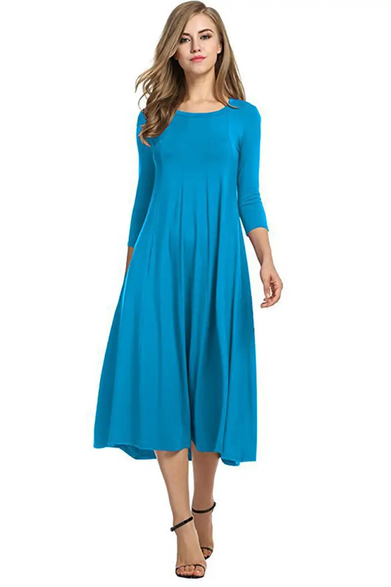 Maroon Pleated 3/4 Sleeve Dress Large Hem - Image 9