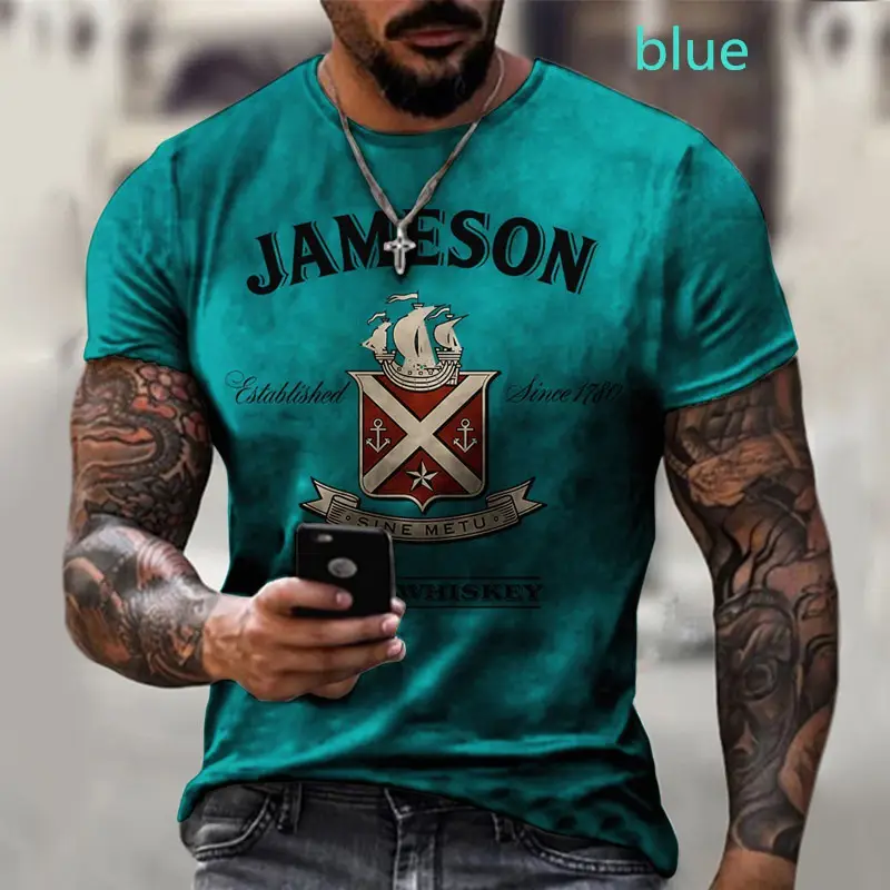 Men's Red 3D Printed American Flag T-Shirt
