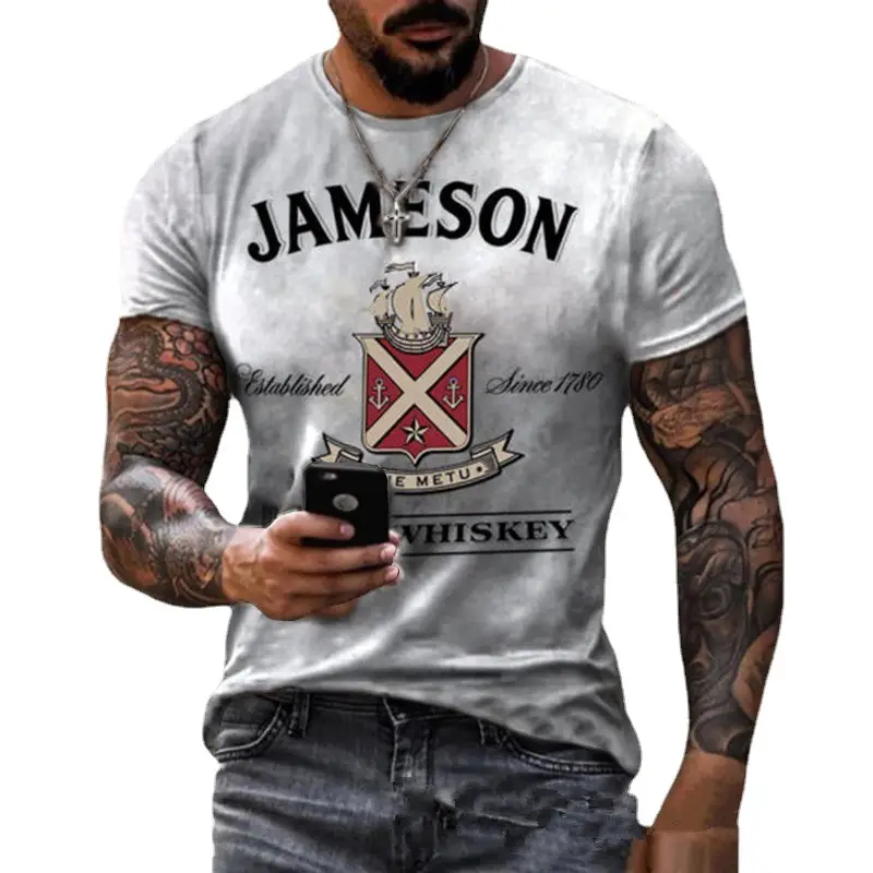 Men's Red 3D Printed American Flag T-Shirt