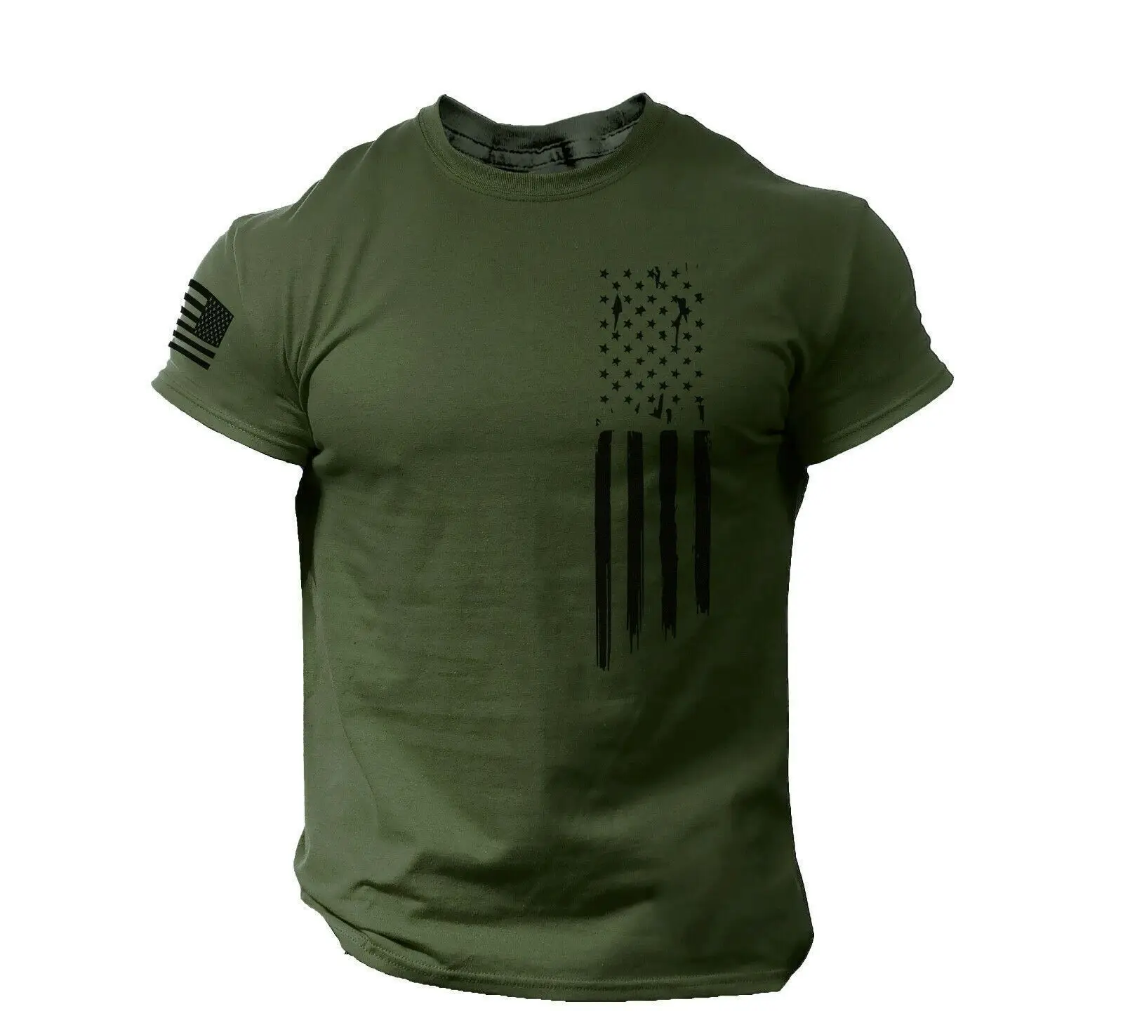 Men's Red 3D Printed American Flag T-Shirt