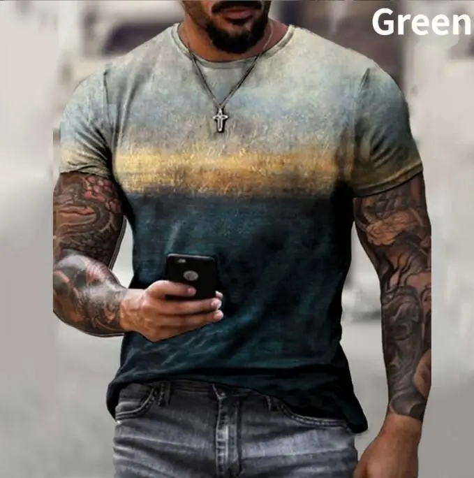 Men's Red 3D Printed American Flag T-Shirt
