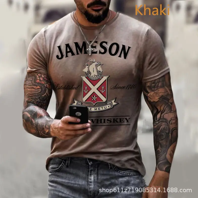 Men's Red 3D Printed American Flag T-Shirt