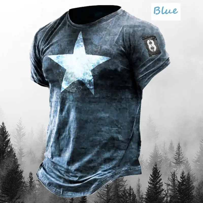 Men's Red 3D Printed American Flag T-Shirt