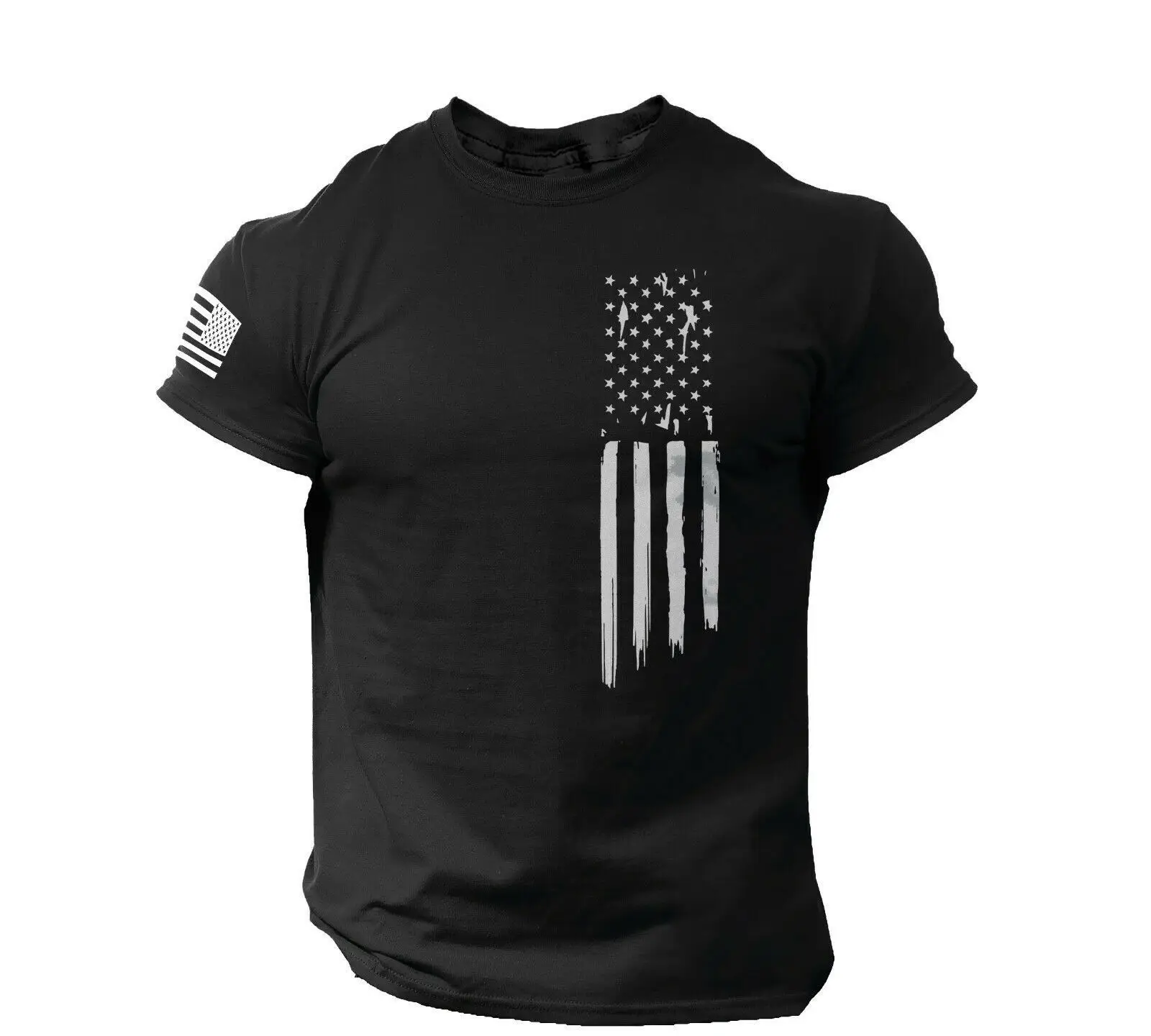 Men's Red 3D Printed American Flag T-Shirt
