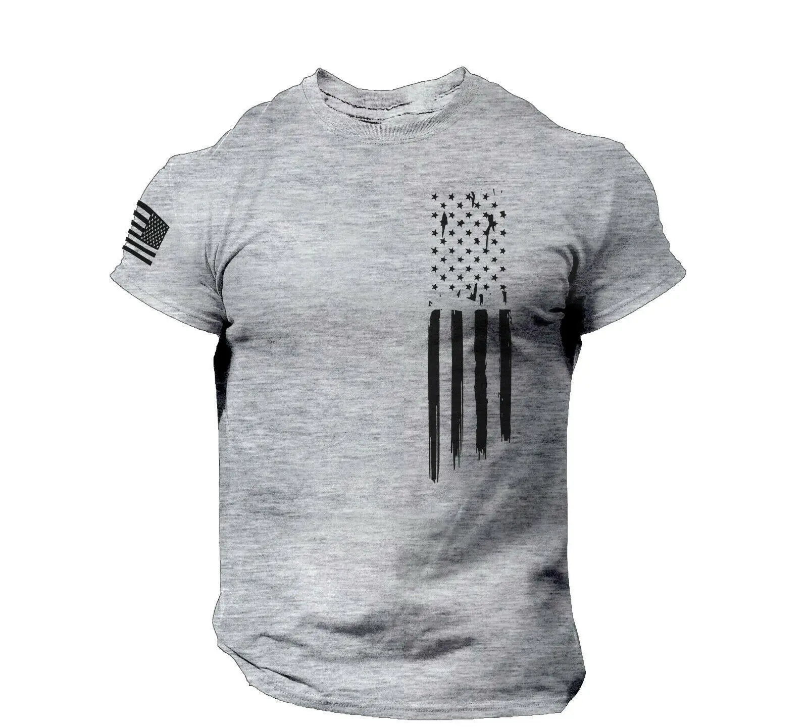 Men's Red 3D Printed American Flag T-Shirt