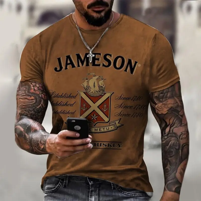 Men's Red 3D Printed American Flag T-Shirt