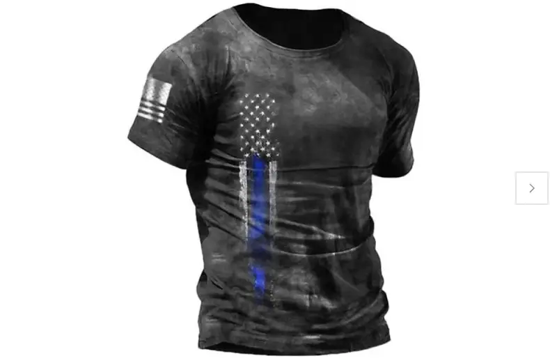 Men's Red 3D Printed American Flag T-Shirt