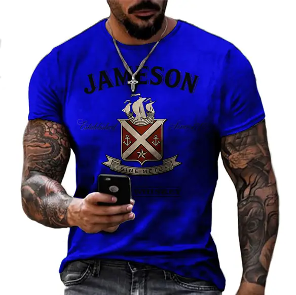 Men's Red 3D Printed American Flag T-Shirt