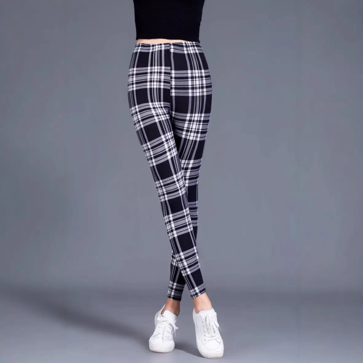 Women Plaid Fleece Leggings Winter Warm Outerwear