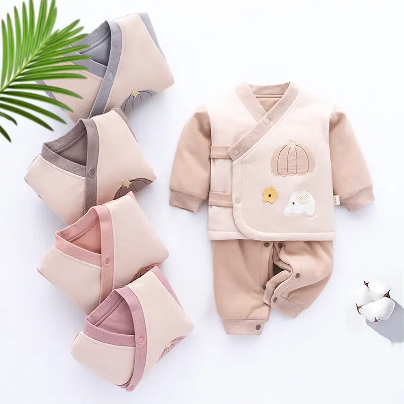 Baby Split Cotton Suit Pink Newborn Fall Wear - Image 6