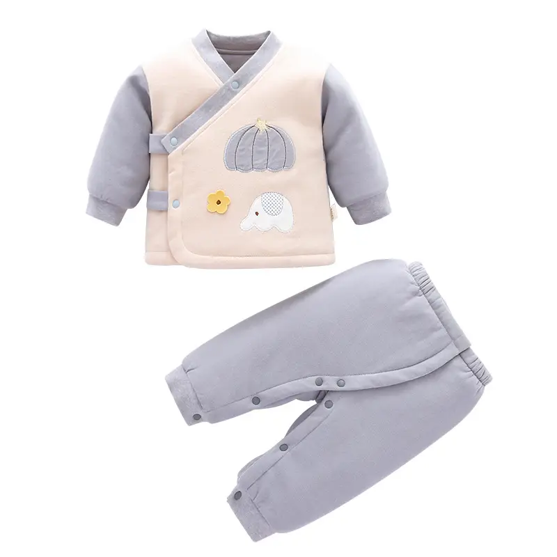 Baby Split Cotton Suit Pink Newborn Fall Wear - Image 9