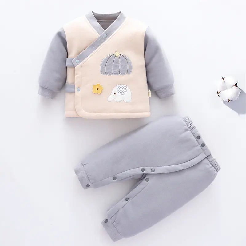 Baby Split Cotton Suit Pink Newborn Fall Wear - Image 3