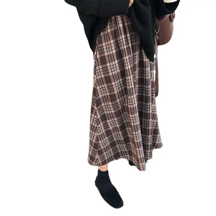 Women Plaid Half-Length A-Line Skirt 2025 Winter - Image 6
