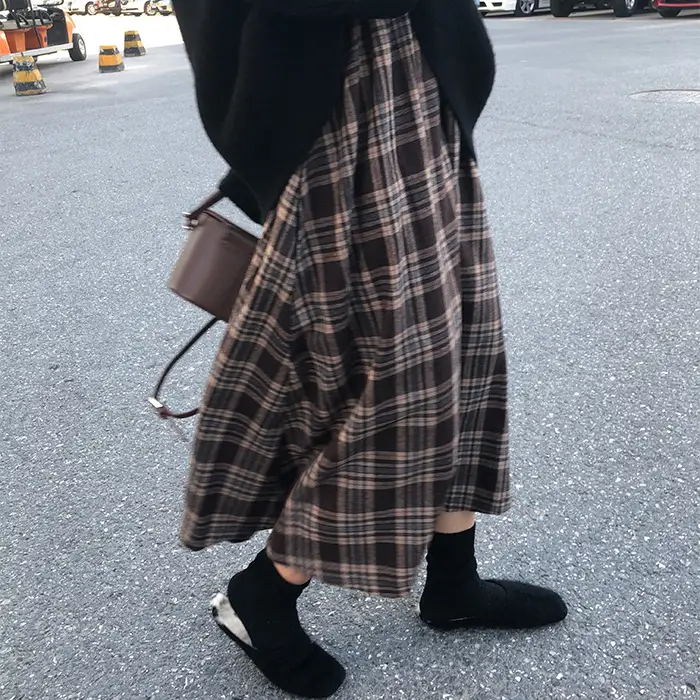 Women Plaid Half-Length A-Line Skirt 2025 Winter — feature 18