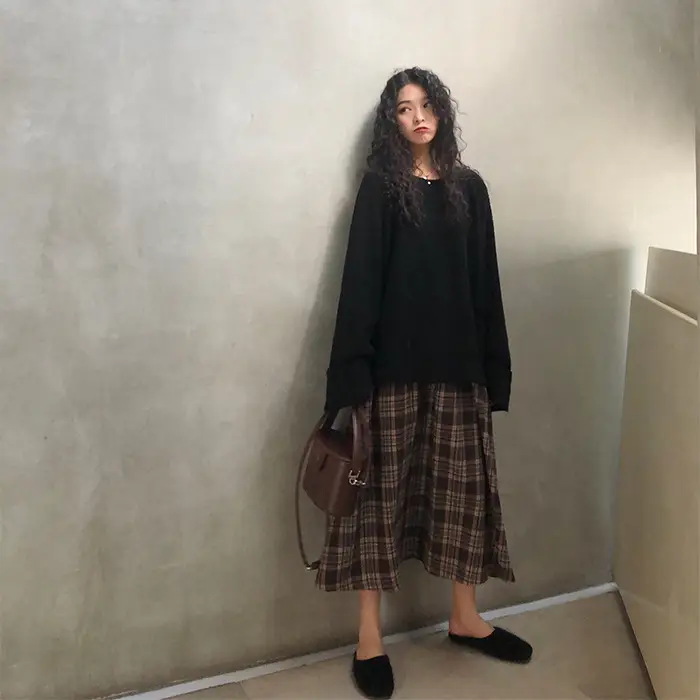 Women Plaid Half-Length A-Line Skirt 2025 Winter — feature 25