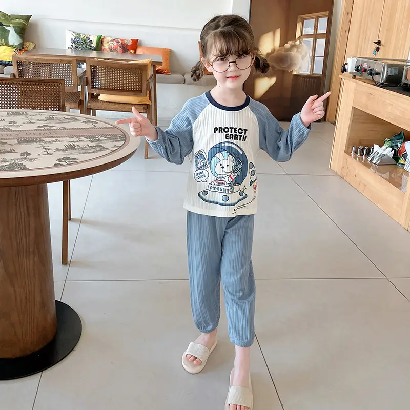 Kids Space Travel Pajama Set Cotton Blue White - Image 15