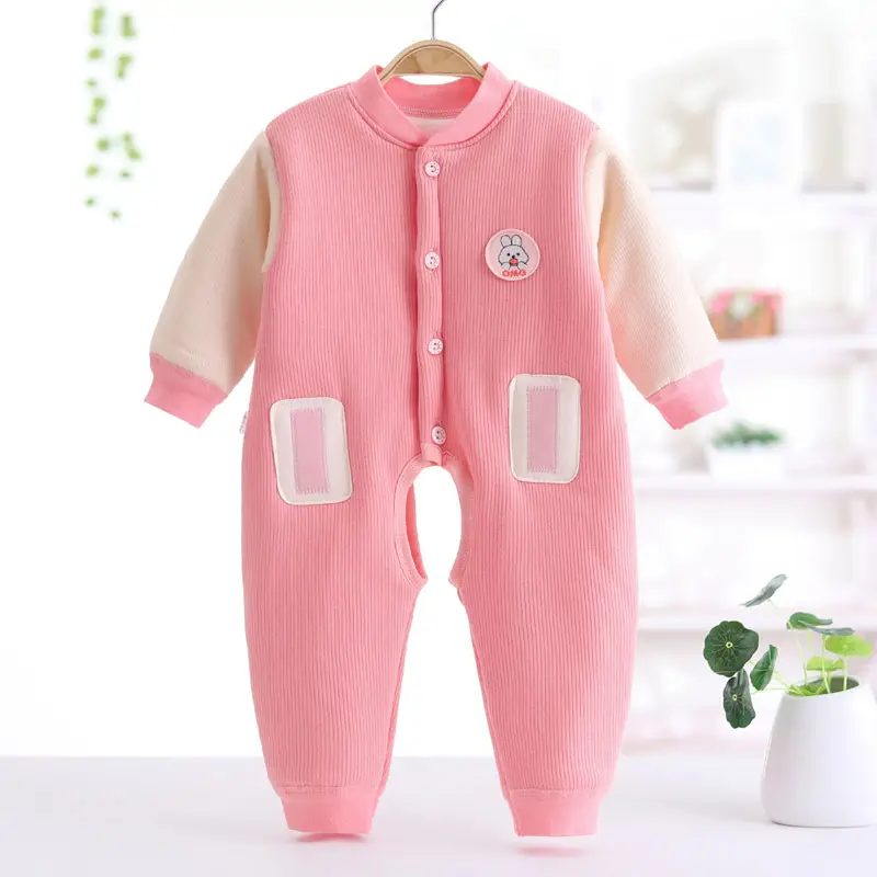 Baby Cotton Padded Jumpsuit Pink Winter Climbing Suit - Image 8