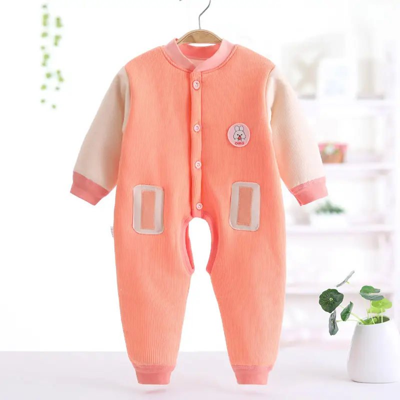 Baby Cotton Padded Jumpsuit Pink Winter Climbing Suit - Image 2