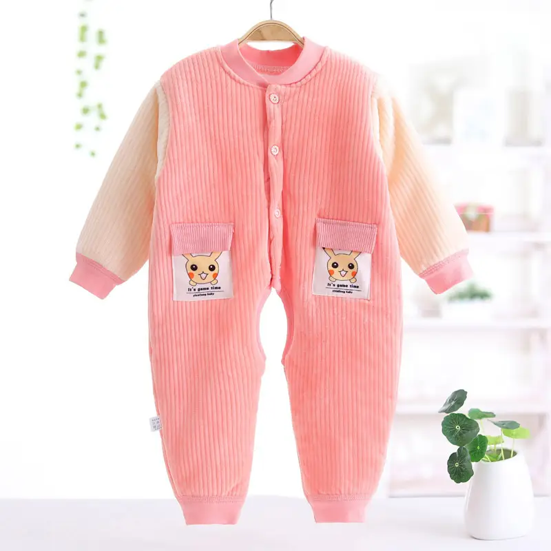Baby Cotton Padded Jumpsuit Pink Winter Climbing Suit - Image 6