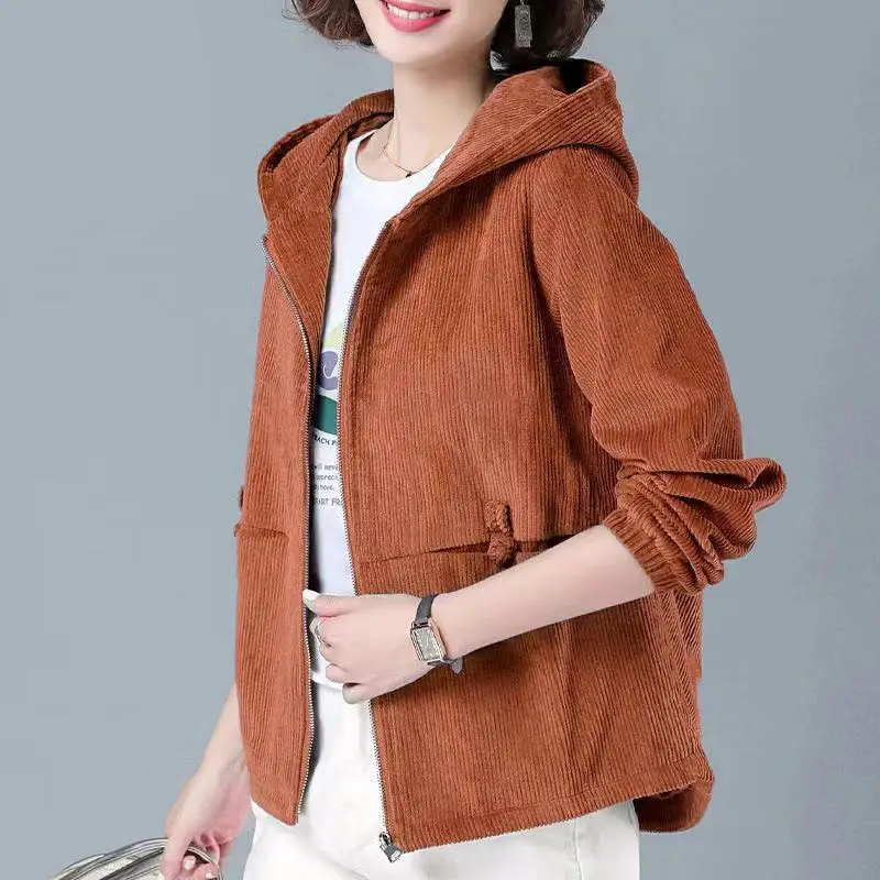 Women Korean Style Blue Hoodie Jacket Large