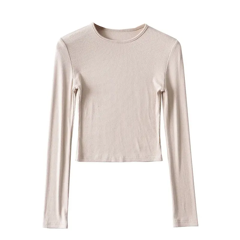 New European Style Slim Fit T-Shirt Brown Long Sleeve - Image 13