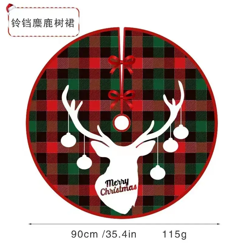 Christmas Deer Design Wall Decor 90cm Red Green Plaid