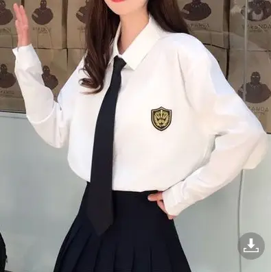 2021 Women's Gray Short Sleeve Collar Shirt with Black Tie & Badge - Image 4