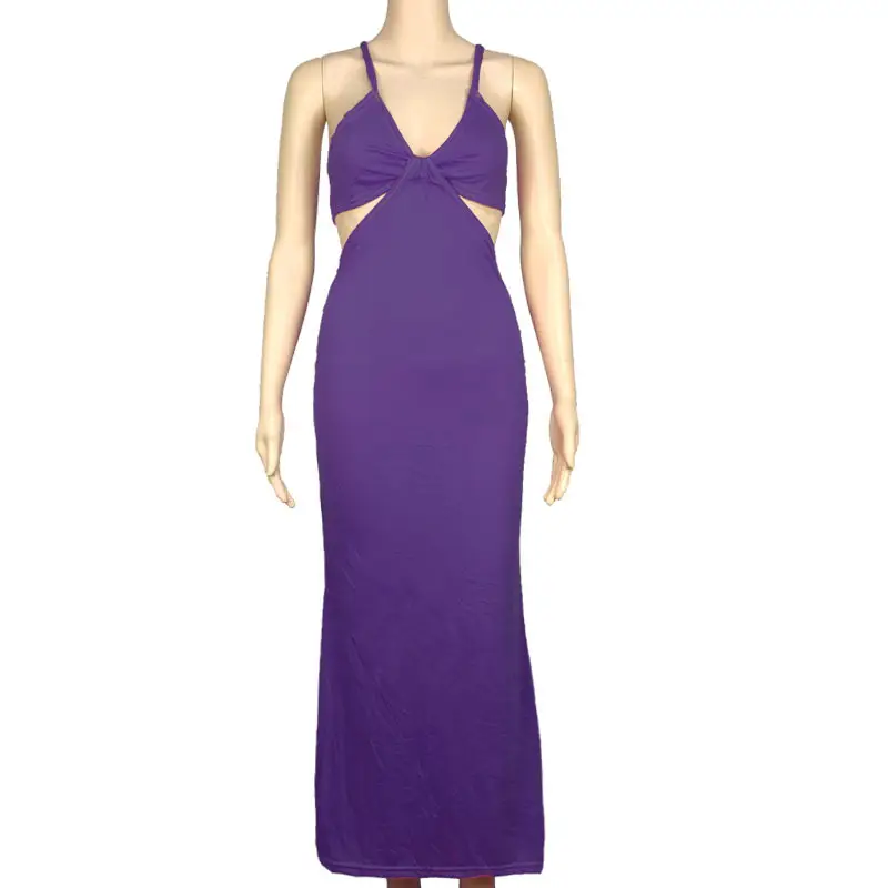 New Blue Backless Strap Dress Slim Fit Hollow Cut - Image 18
