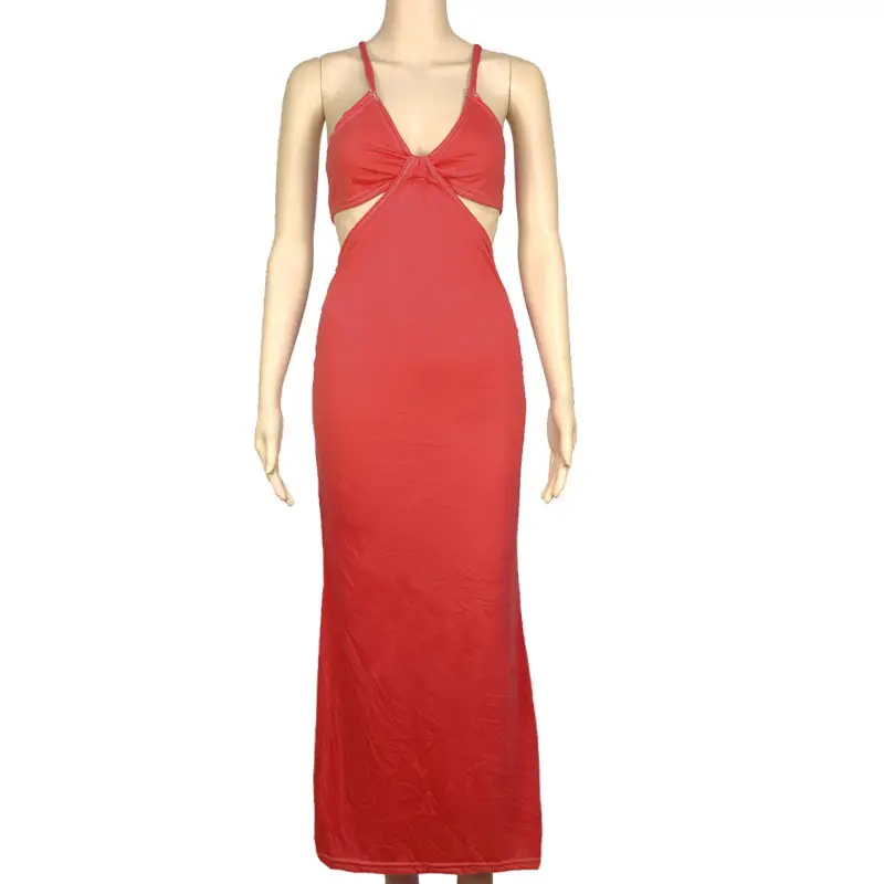 New Blue Backless Strap Dress Slim Fit Hollow Cut - Image 4
