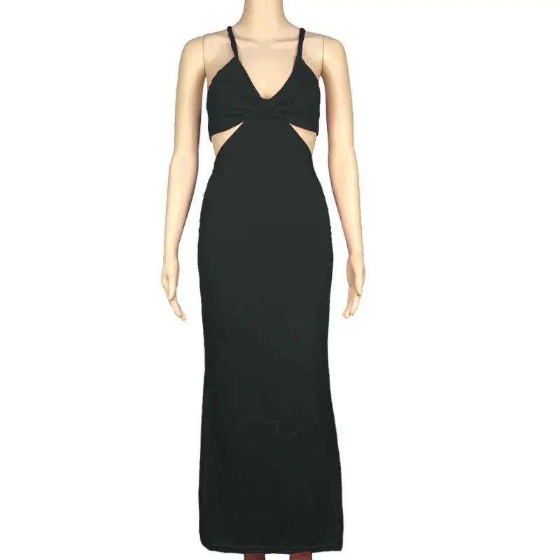 New Blue Backless Strap Dress Slim Fit Hollow Cut - Image 5