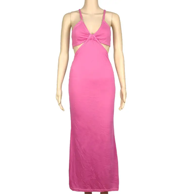 New Blue Backless Strap Dress Slim Fit Hollow Cut - Image 9