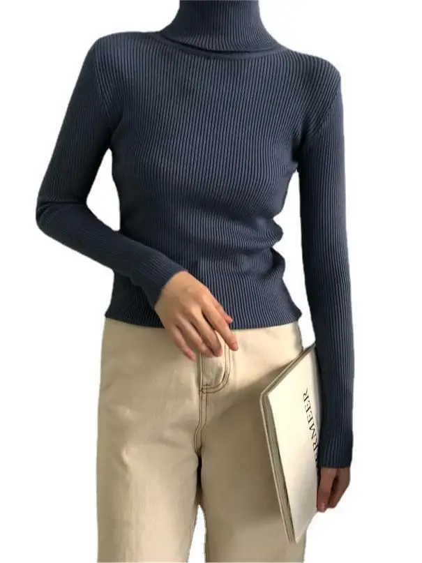 Women Korean Style Slim Knitted Turtleneck Sweaters 2025 - Image 5