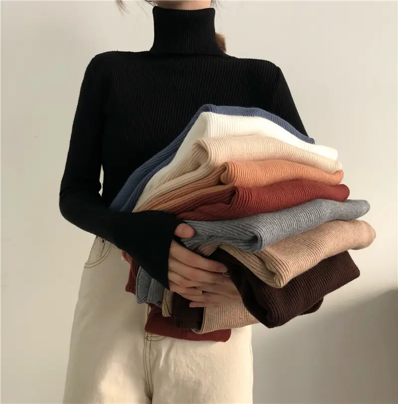 Women Korean Style Slim Knitted Turtleneck Sweaters 2025 — feature 16