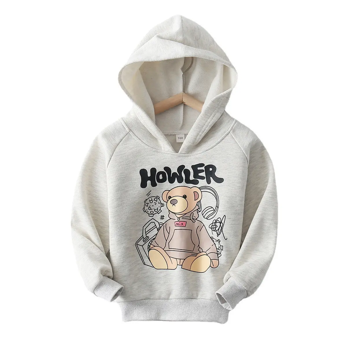 Gray Cartoon Bear Hoodie Set for Kids 2025 - Image 6