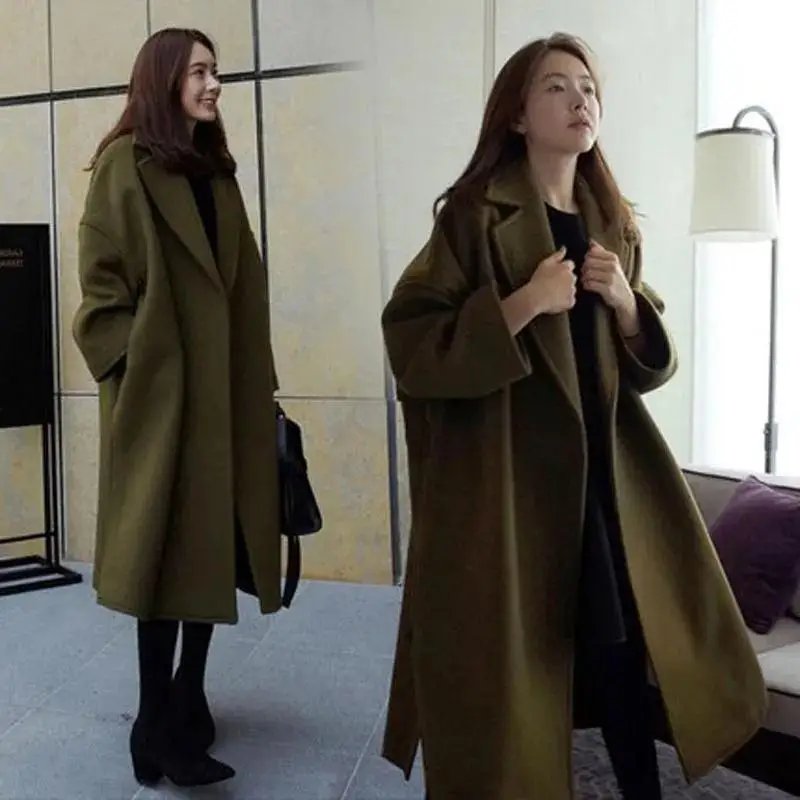 Women Woolen Coat Large Korean Style Loose Mid-Length - Image 4