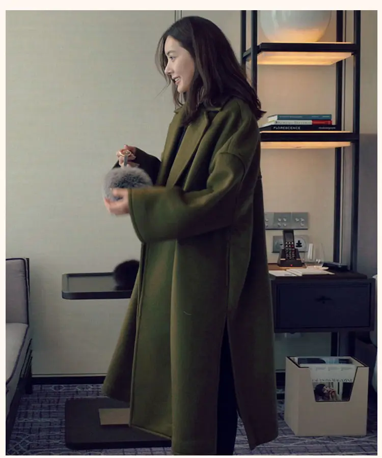 Women Woolen Coat Large Korean Style Loose Mid-Length — feature 7
