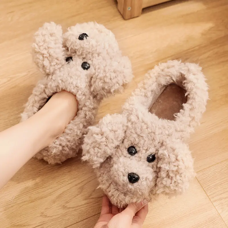 Winter Cotton Shoes Women's Cute Cartoon Dog Mao Mao Slippers Women's Home Warm Thick-soled Couple's Fleece-lined Cotton Shoes - Image 7