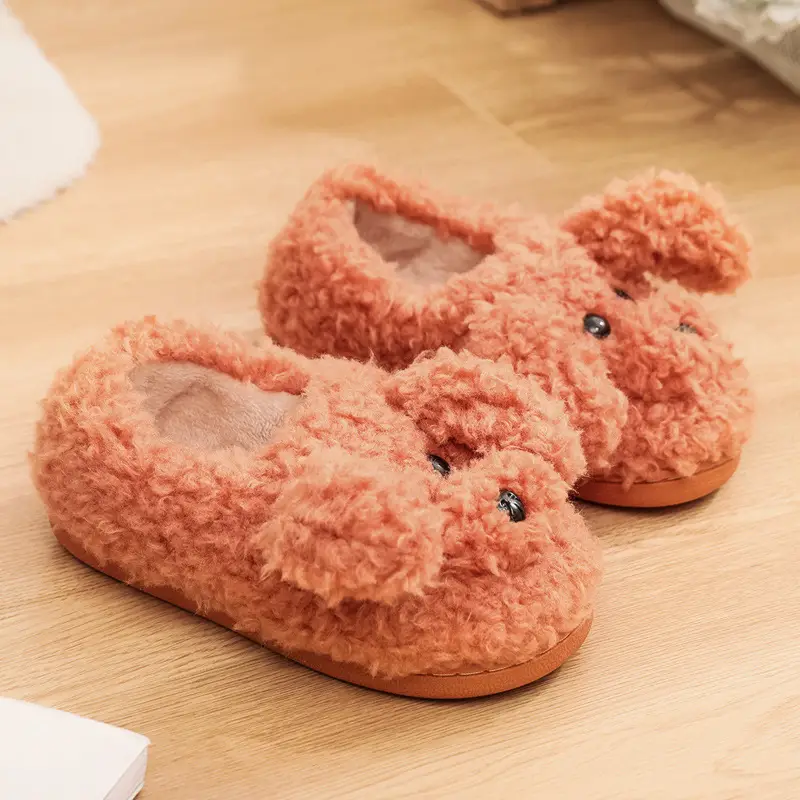 Winter Cotton Shoes Women's Cute Cartoon Dog Mao Mao Slippers Women's Home Warm Thick-soled Couple's Fleece-lined Cotton Shoes - Image 3