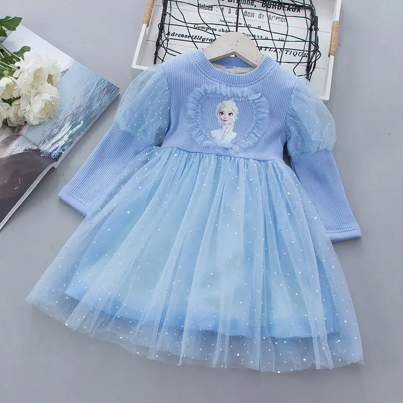Pink Elsa Baby Dress for Girls Toddler Fleece Lined - Image 2
