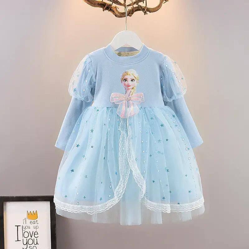 Pink Elsa Baby Dress for Girls Toddler Fleece Lined - Image 3