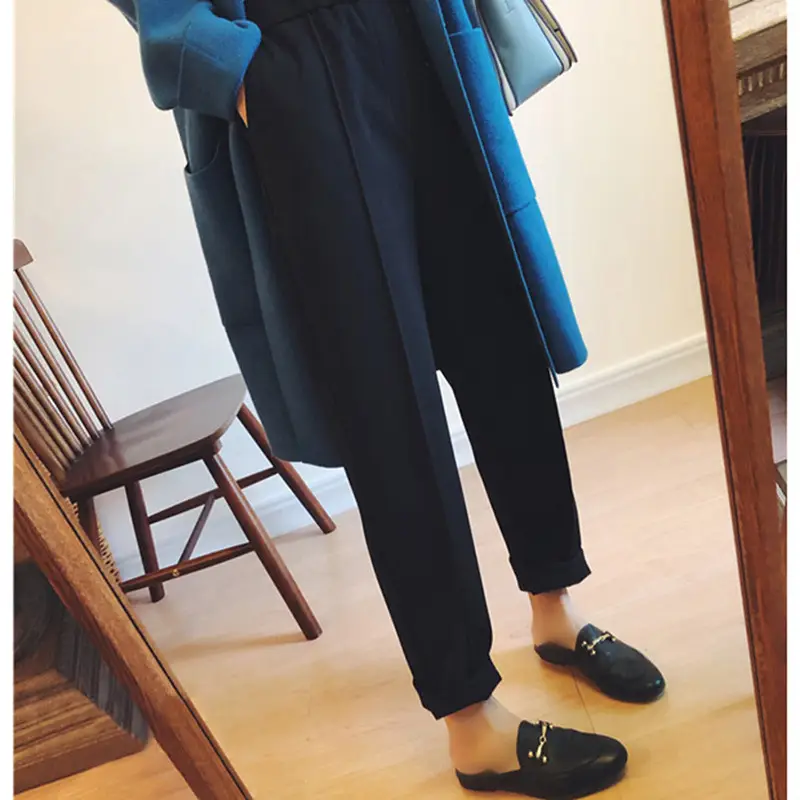 Women Woolen Harlan Pants Autumn Winter Plus Size Straight Leg - Image 5