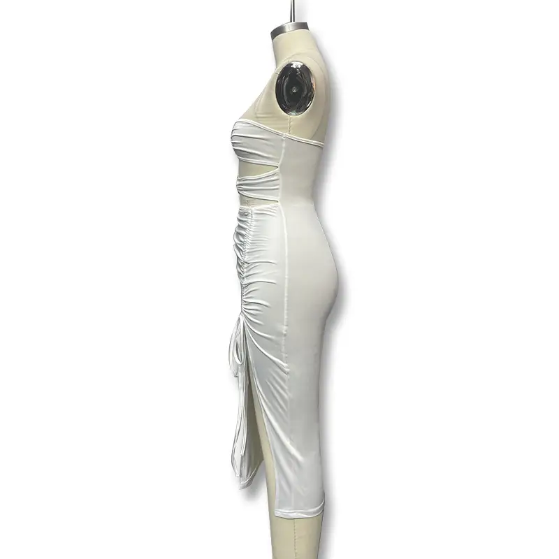 White Crossbody High Slit Tube Top Dress for Women — feature 15