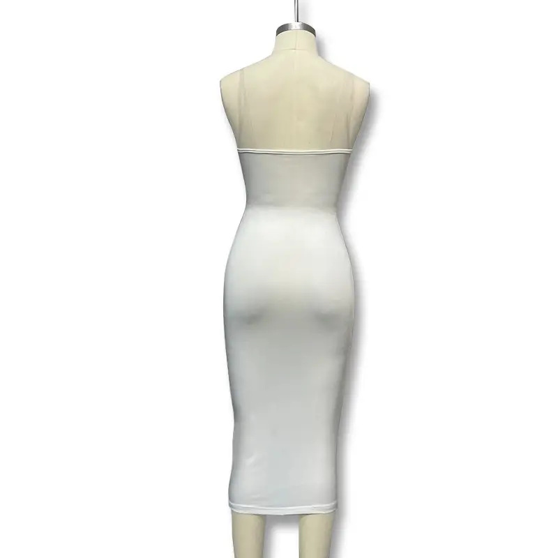White Crossbody High Slit Tube Top Dress for Women — feature 16