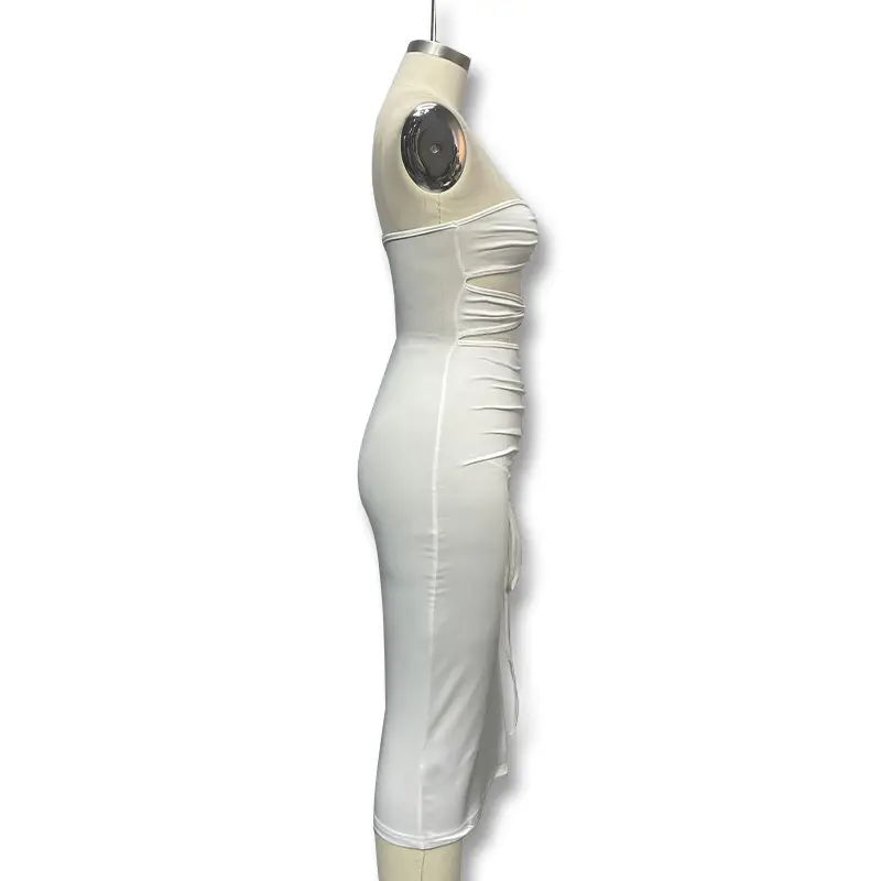 White Crossbody High Slit Tube Top Dress for Women — feature 17