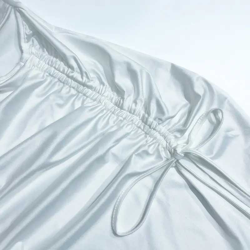 White Crossbody High Slit Tube Top Dress for Women — feature 22