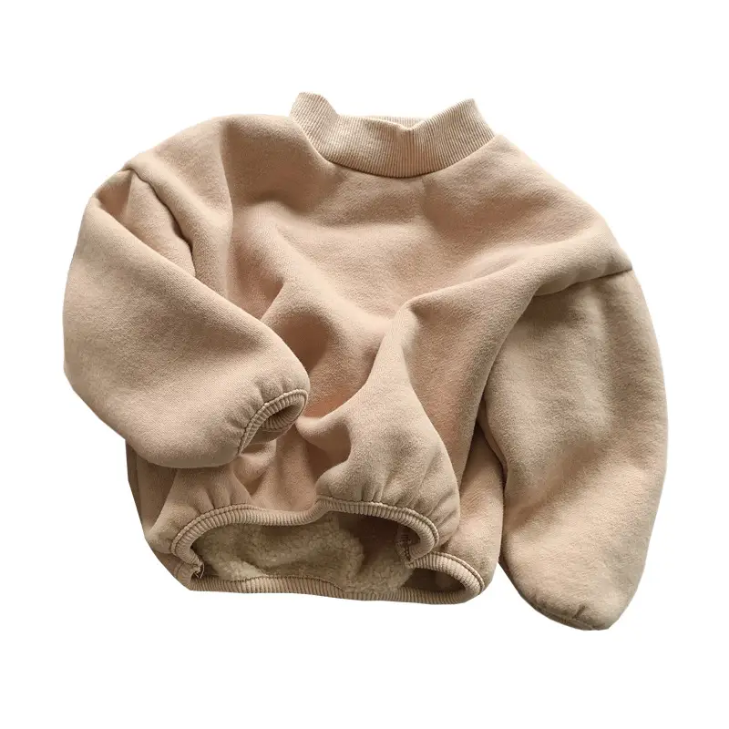 Kids Fleece Warm Collar Pullover Brown Beige - Image 6
