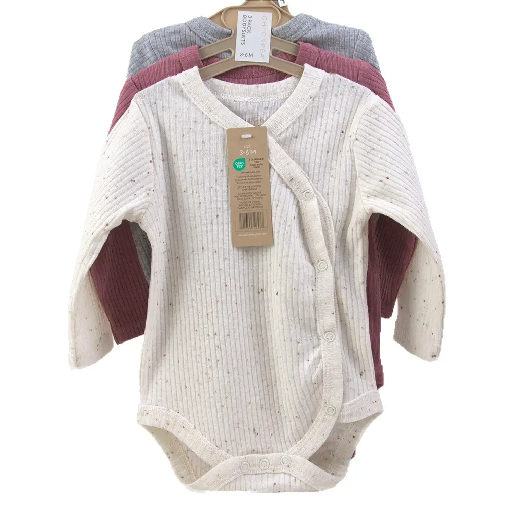 Creeper Baby Long Sleeve Bodysuit Set of 3 Blue - Image 5