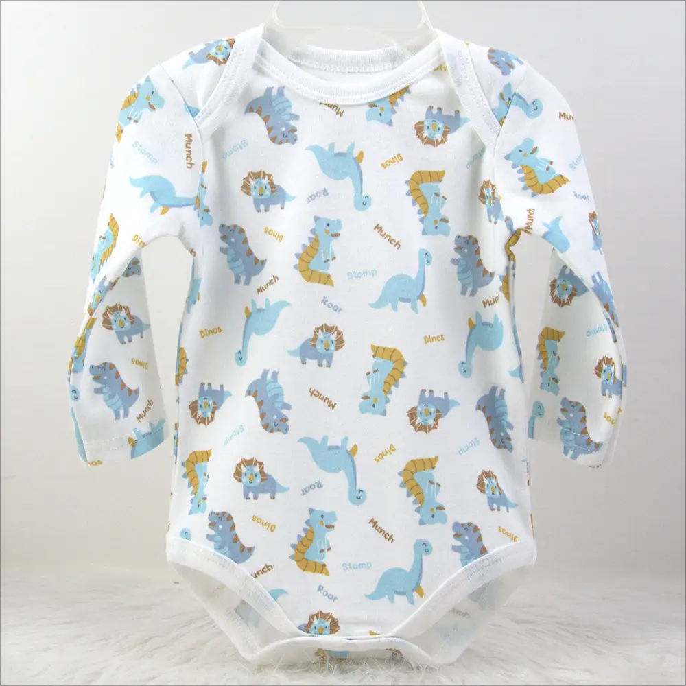 Creeper Baby Long Sleeve Bodysuit Set of 3 Blue — feature 16
