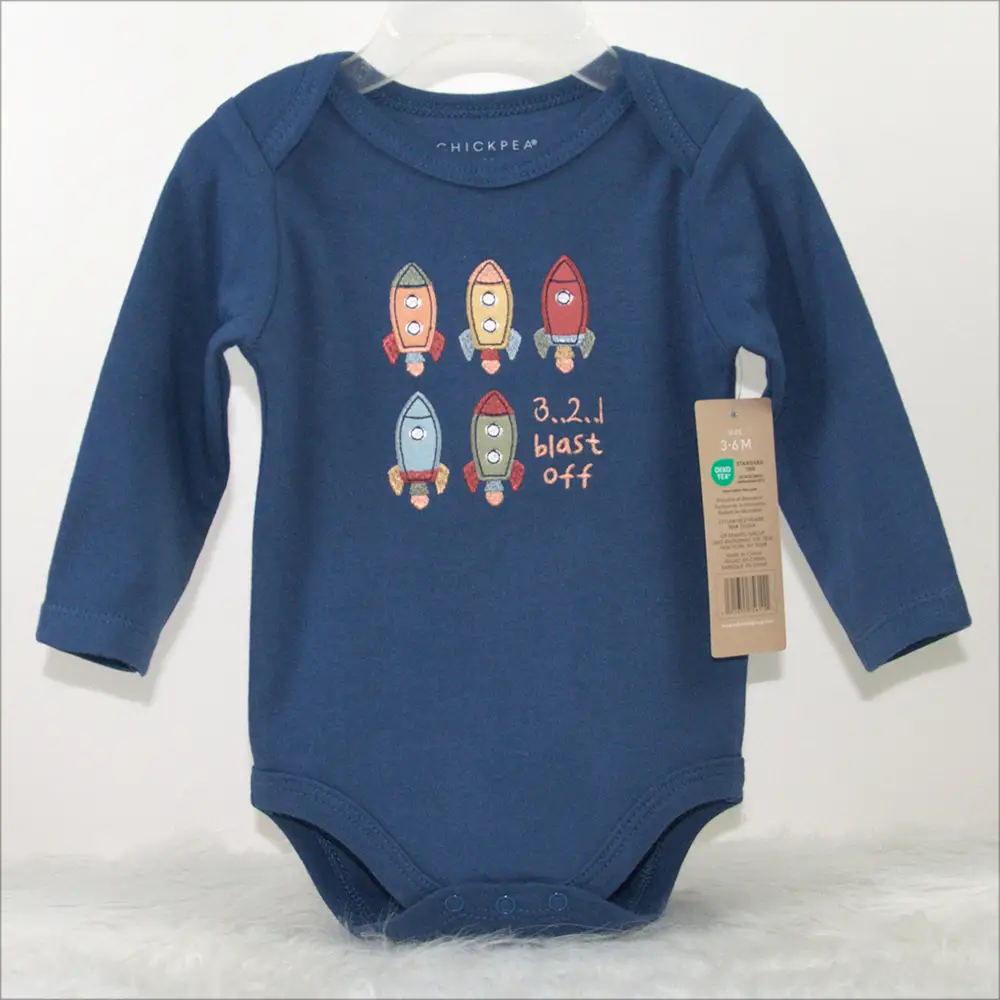 Creeper Baby Long Sleeve Bodysuit Set of 3 Blue — feature 2