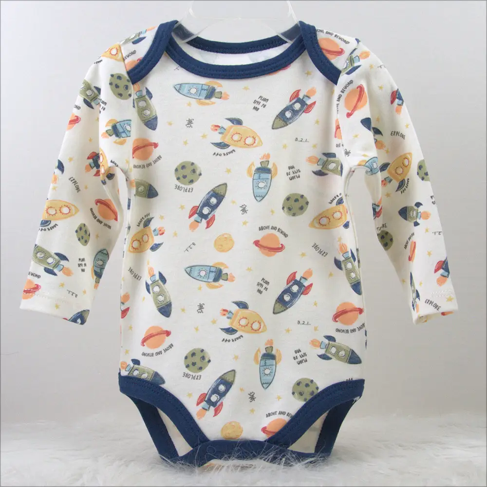 Creeper Baby Long Sleeve Bodysuit Set of 3 Blue — feature 4